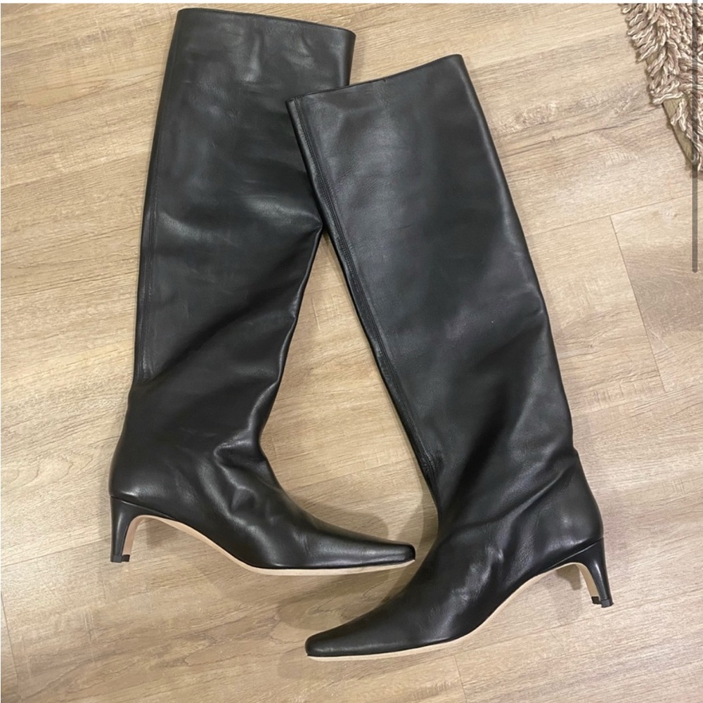 Staud black leather Wally boots